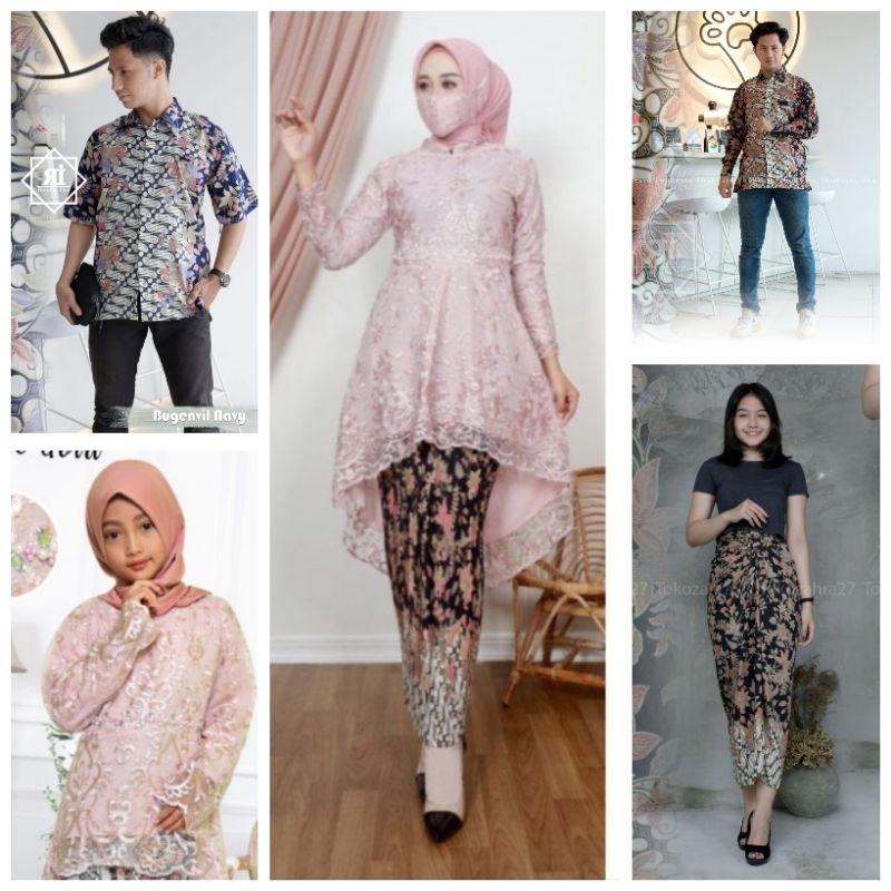 Couple Kebaya Sarimbit Modern/Kebaya Lesti hijab Couple Kemeja Batik/ Kebaya Sarimbit