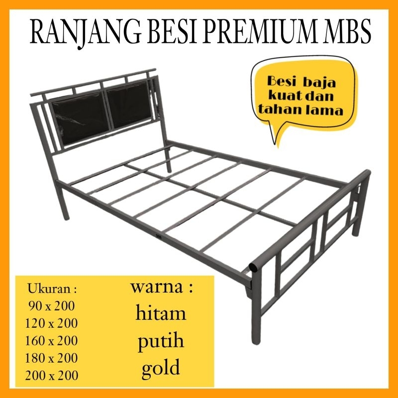 Ranjang besi mbs premium ranjang ukuran 90 x 200 dan 120 x 200 tempat tidur besi singgle dipan singg