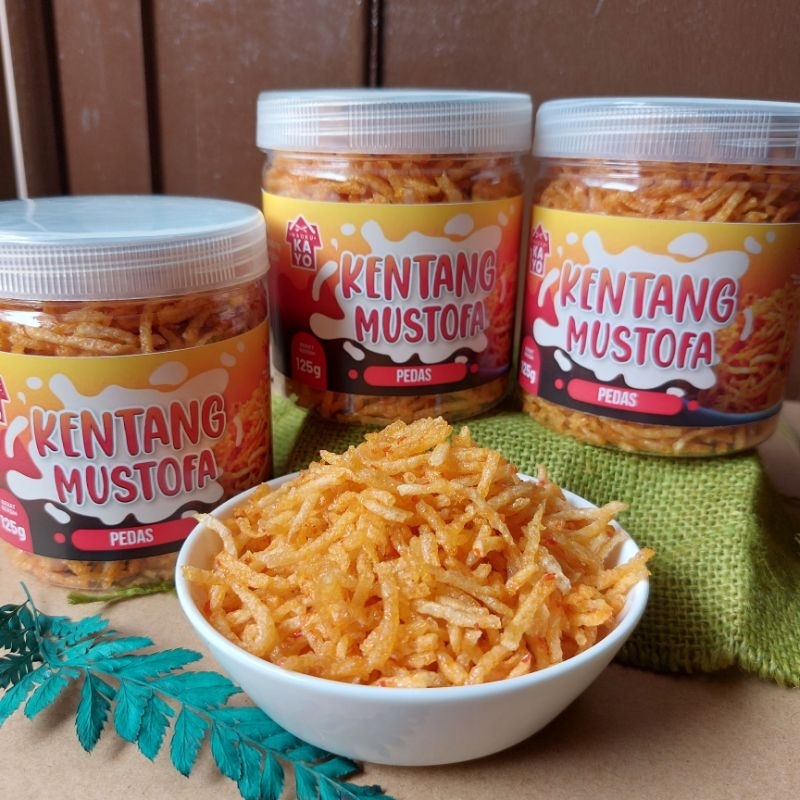 

Kentang Mustofa Pedas, kemasan toples tabung 600ml / 125 g
