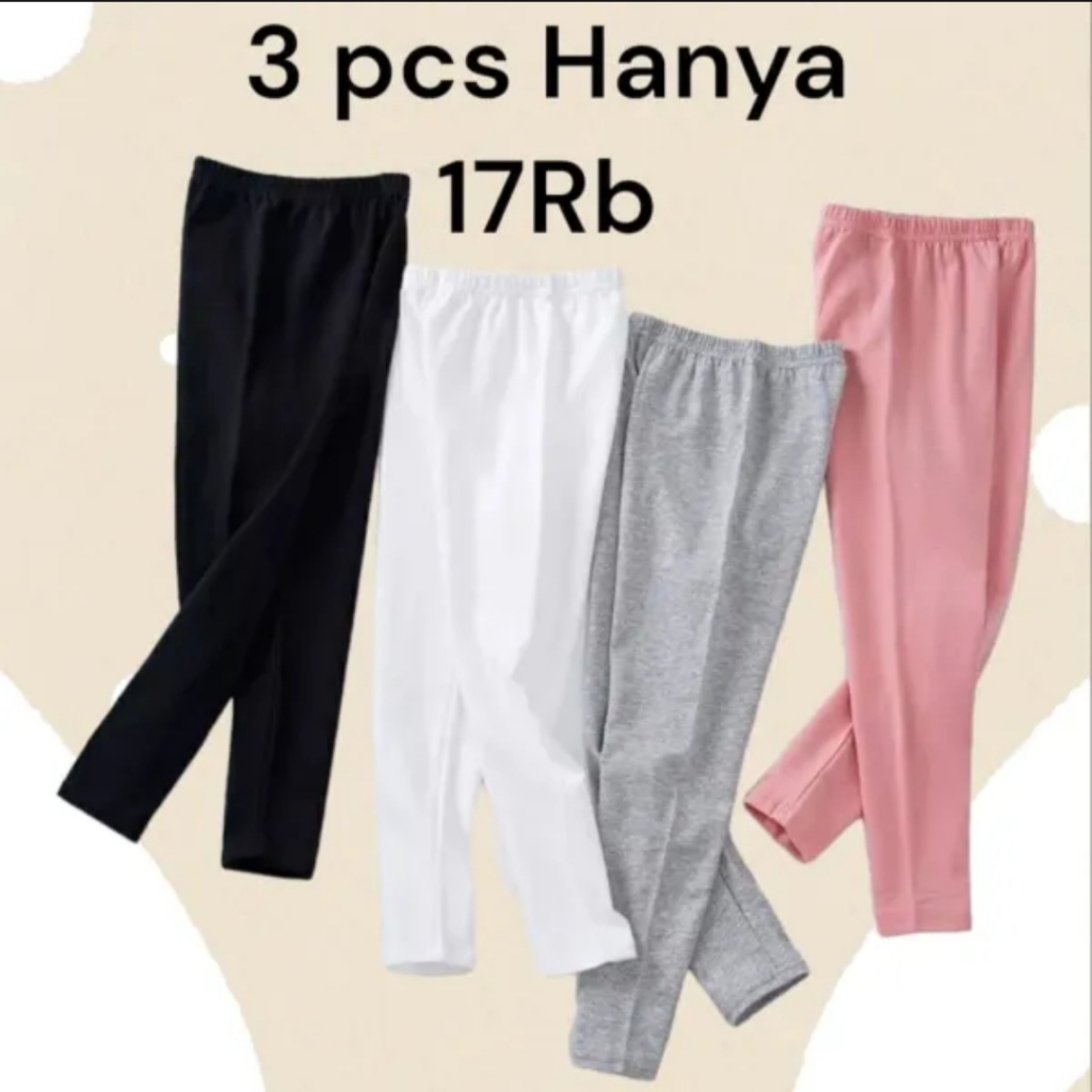 paket 3 Pcs Celana Legging / Legging Anak Cewek Murah / Legging Anak Cewek Usia 1-14 Tahun Polos War