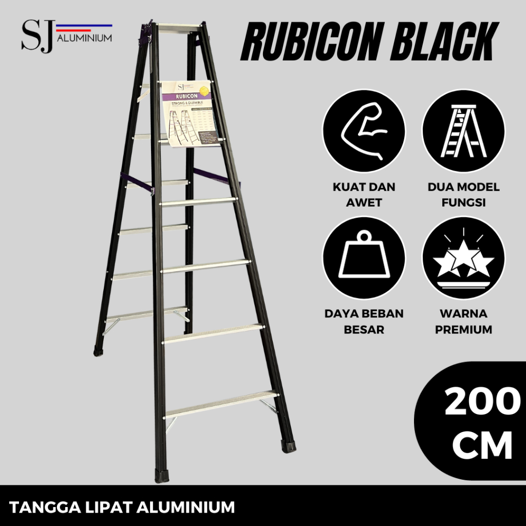 [RUBICON BLACK] SJA - Tangga Lipat Aluminium Jumbo / Tangga Multifungsi / Premium Aluminium Ladder -