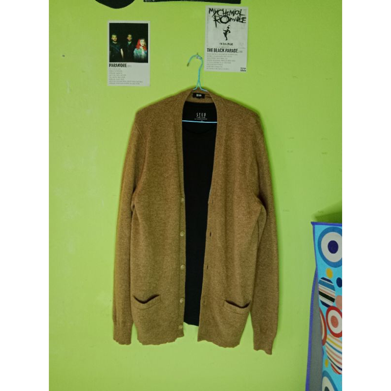 Cardigan Uniqlo Pure Wool Brown