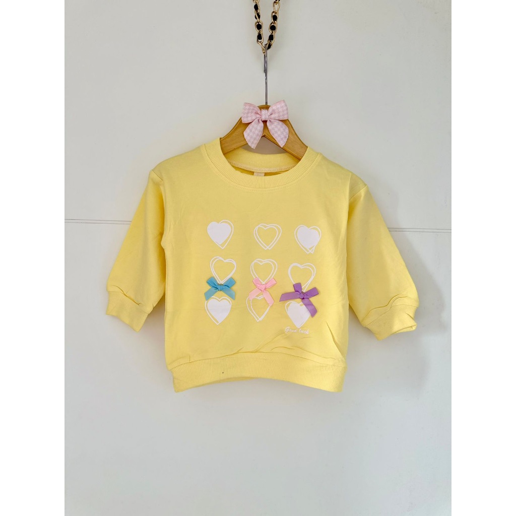 [Niukids] 0-2 Tahun - SWEATER GIRL LAYERED WHITE LOVE BAND - FASHION ANAK IMPORT - OOTD ANAK PEREMPU