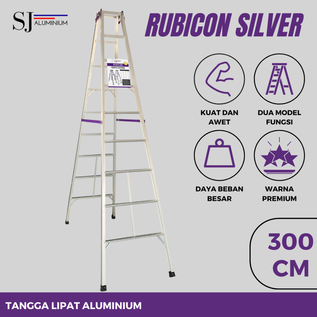 [RUBICON SILVER] SJA - Tangga Lipat Aluminium Jumbo / Tangga Multifungsi / Premium Aluminium Ladder 