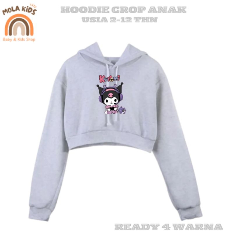 MOLAKIDS Hoodie Crop Kuromi Anak Perempuan Usia 2-13 Tahun / Hudi / Crop Atasan Anak Perempuan