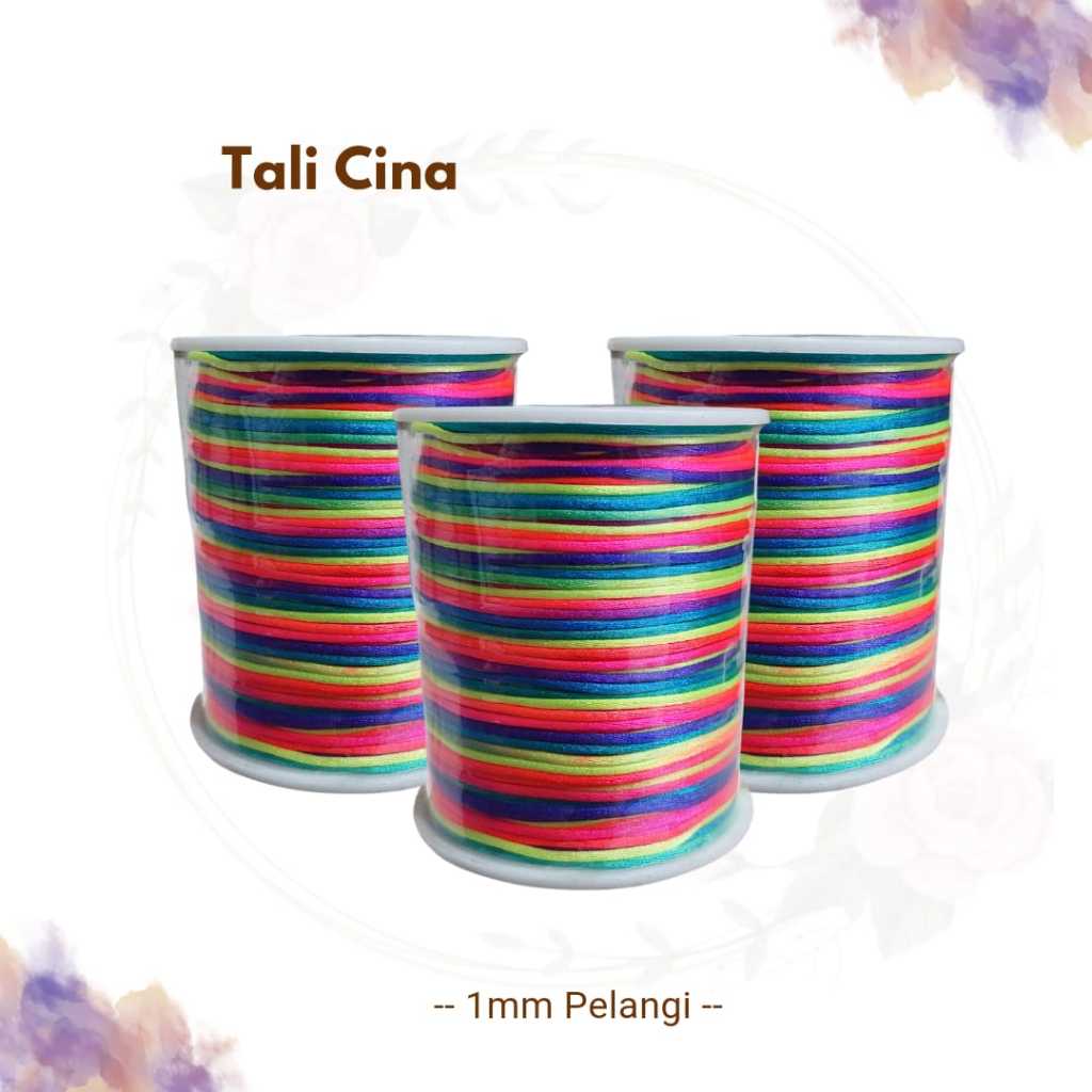 TALI SATIN GRADASI RAINBOW KECIL 1MM / TALI CINA KECIL PELANGI