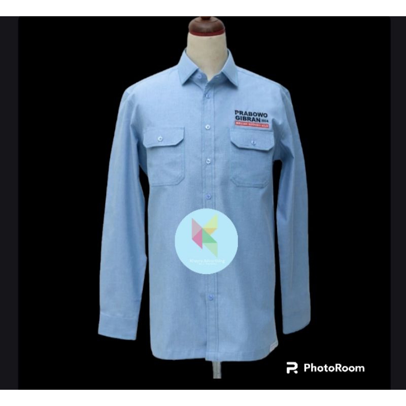 kemeja Prabowo Gibran seragam Prabowo Gibran baju biru muda lengan panjang