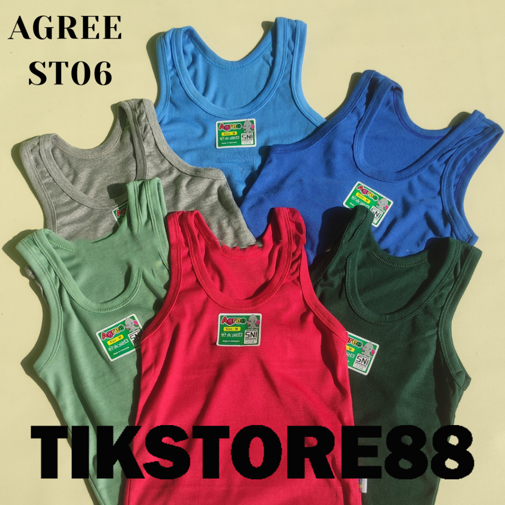 3/6pcs  SINGLET AGREE KIDS ST06 KAOS DALAM  AGREE KIDS WARNA ST 06
