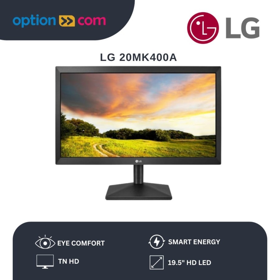 MONITOR LG 20MK400A-B Monitor 20 inch HD VGA Port LED Monitor Komputer PC Original Garansi Resmi