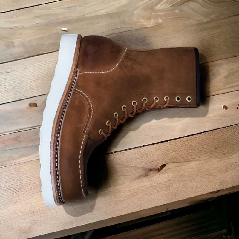 Map Inc Moc Toe Boots 8inch Goodyear Welt - Sepatu Moc Toe Boots Goodyear Welted Kulit Sapi Asli