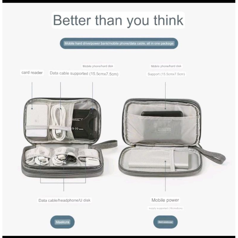 TAS DOMPET HP CASAN KABEL POWER BANK HP TAS DOMPET TRAVELING 2 RESLETING 2 LAYER PRAKTIS DAN RAPI