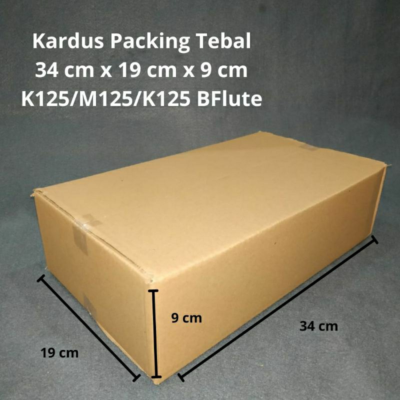 

Kardus Packing Tebal P34 cm x L19 cm x T9 cm B-Flute K125/M125/K125