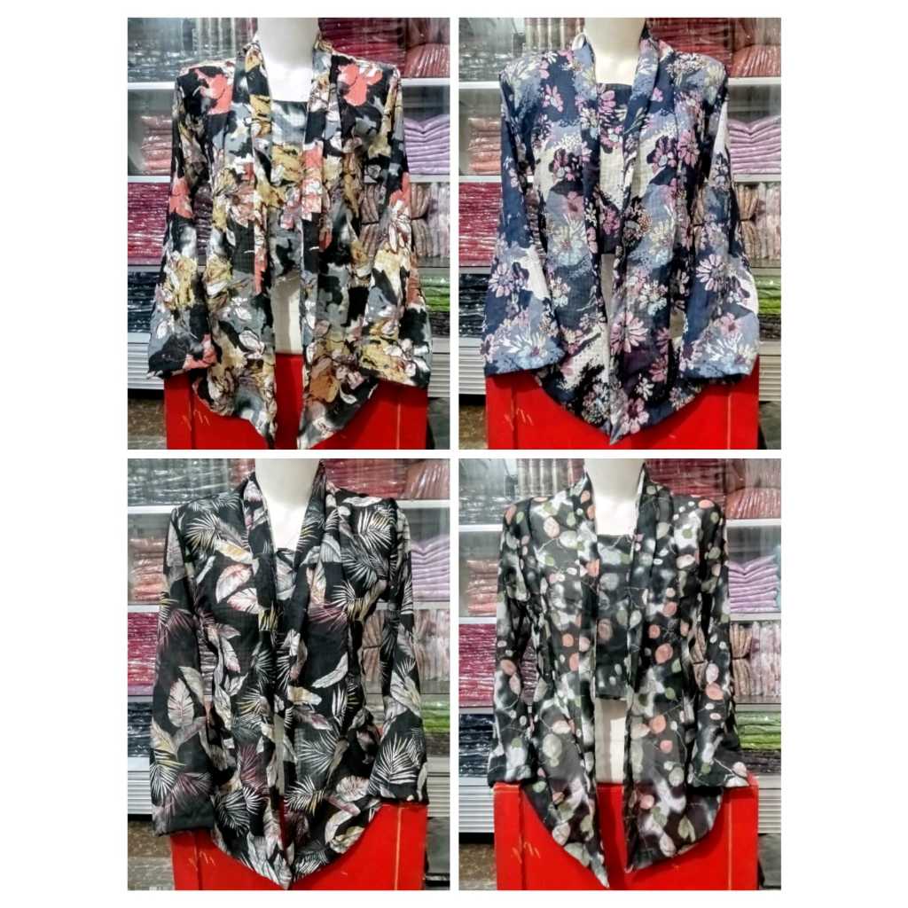 Pakaian wanita kebaya motif bunga kain sifon premium/baju nenek kebaya motif kutu baru tanpa kancing