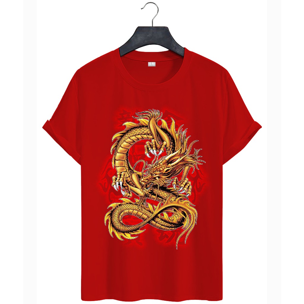 KAOS DISTRO UNISEX (PRIA DAN WANITA) TERBARU, KAOS JUMBO NAGA MERAH