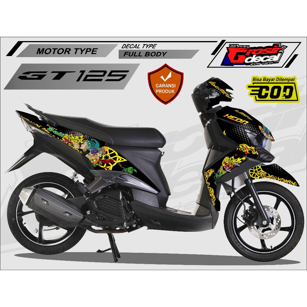 Decal Stiker Xeon GT 125 Hitam Full Body Fullset Bebas Reques Suka Suka