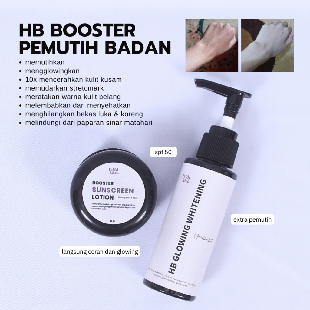 Handbody Body Lotion Pemutih Badan 10x Lebih Cepat dan Booster Bibit Pemutih Spf Hb Whitening Body C
