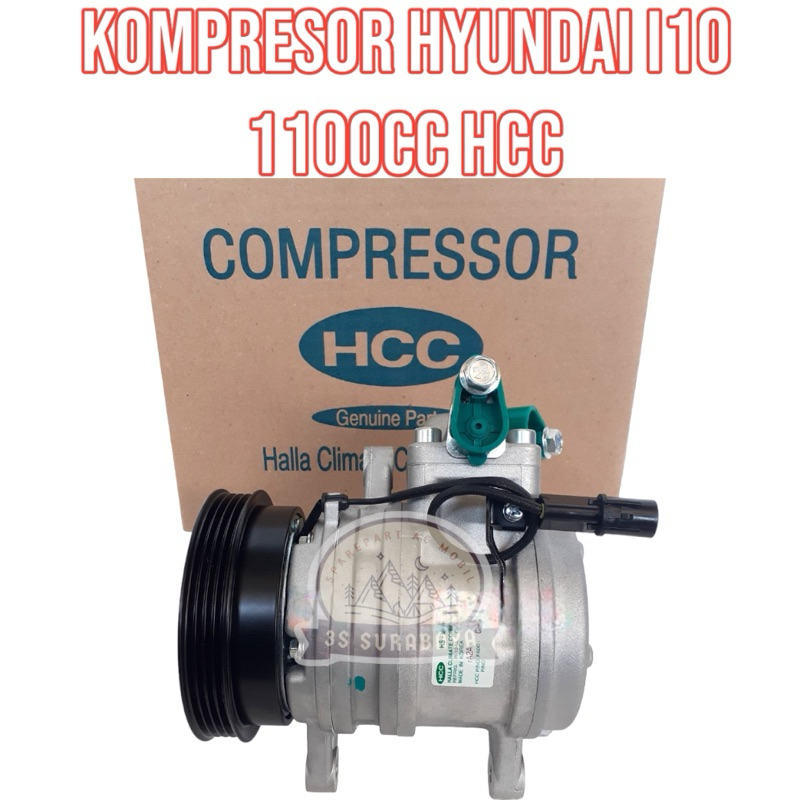 Kompresor Hyundai i10 1100cc Compressor Ac Mobil Hcc Hanon Lengkap (Baru/New)
