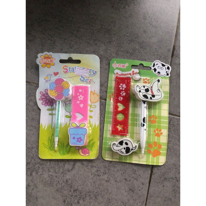 

Alat Tulis (penghapus, penggaris, pensil) Set Karakter take all