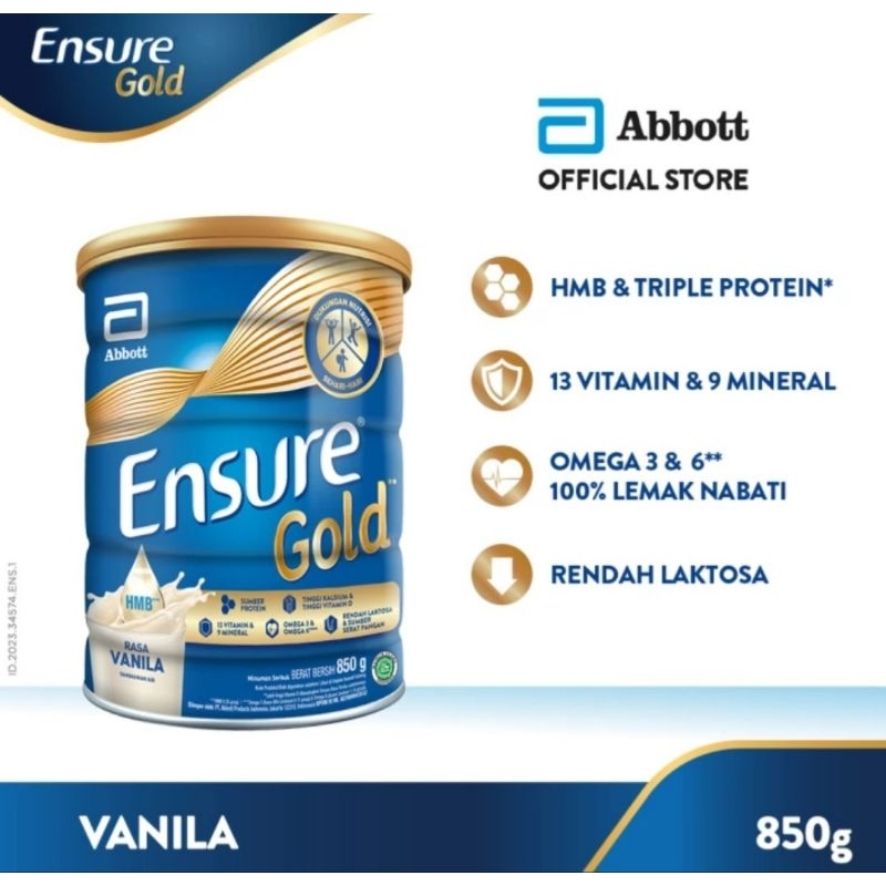 

ENSURE VANILA 850GR SUSU NUTRISI DEWASA RENDAH LAKTOSA - ADULT NUTRITION POWDER