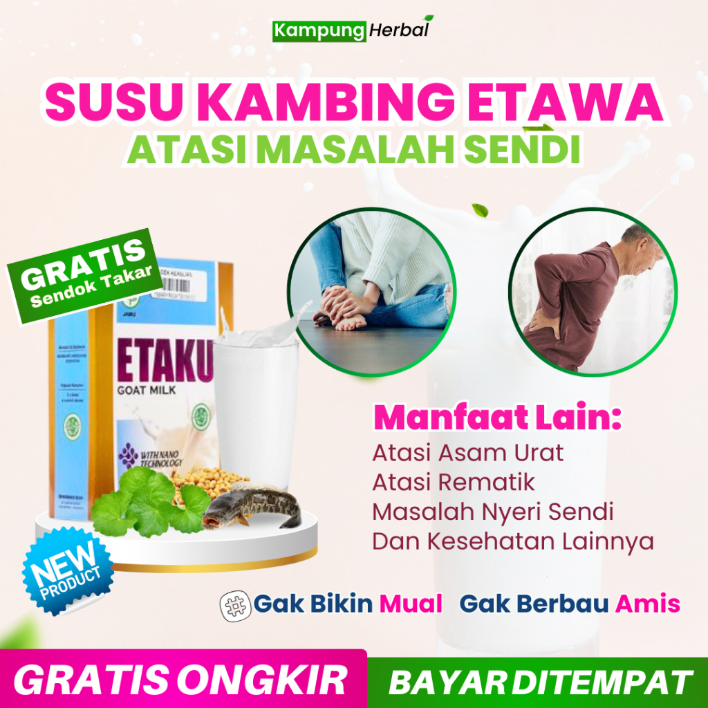 

Obat Rematik Rheumatoid Arthritis Radang Sendi Rhematik Asam Urat Radang Sendi Nyeri Sendi SUSU KAMBING ETAWA ETAKU Murni ASLI