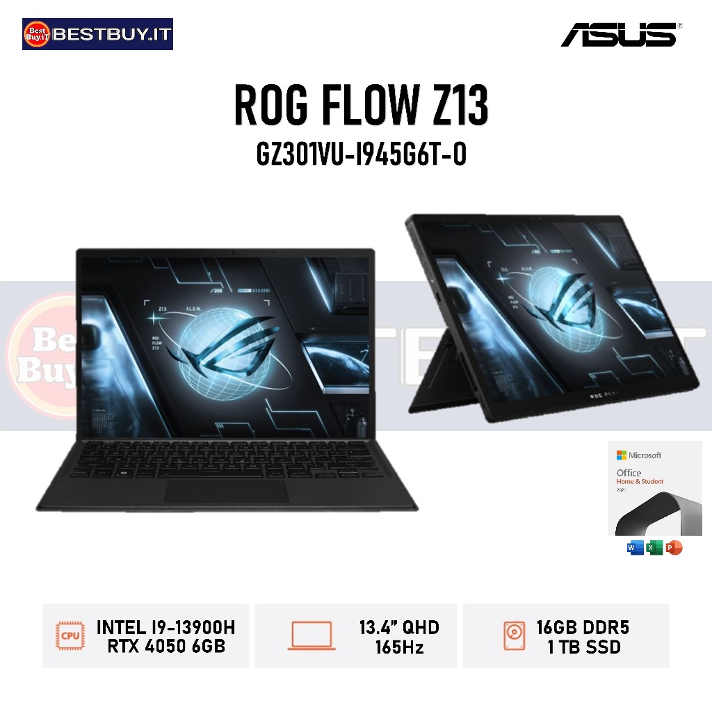 ASUS ROG Flow Z13 GZ301VU I9-13900H 16GB 1TB RTX4050 13.4" 165HZ W11