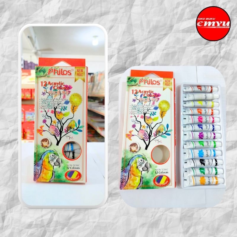 

Philos Cat lukis akrilik 12 Warna 9 ML