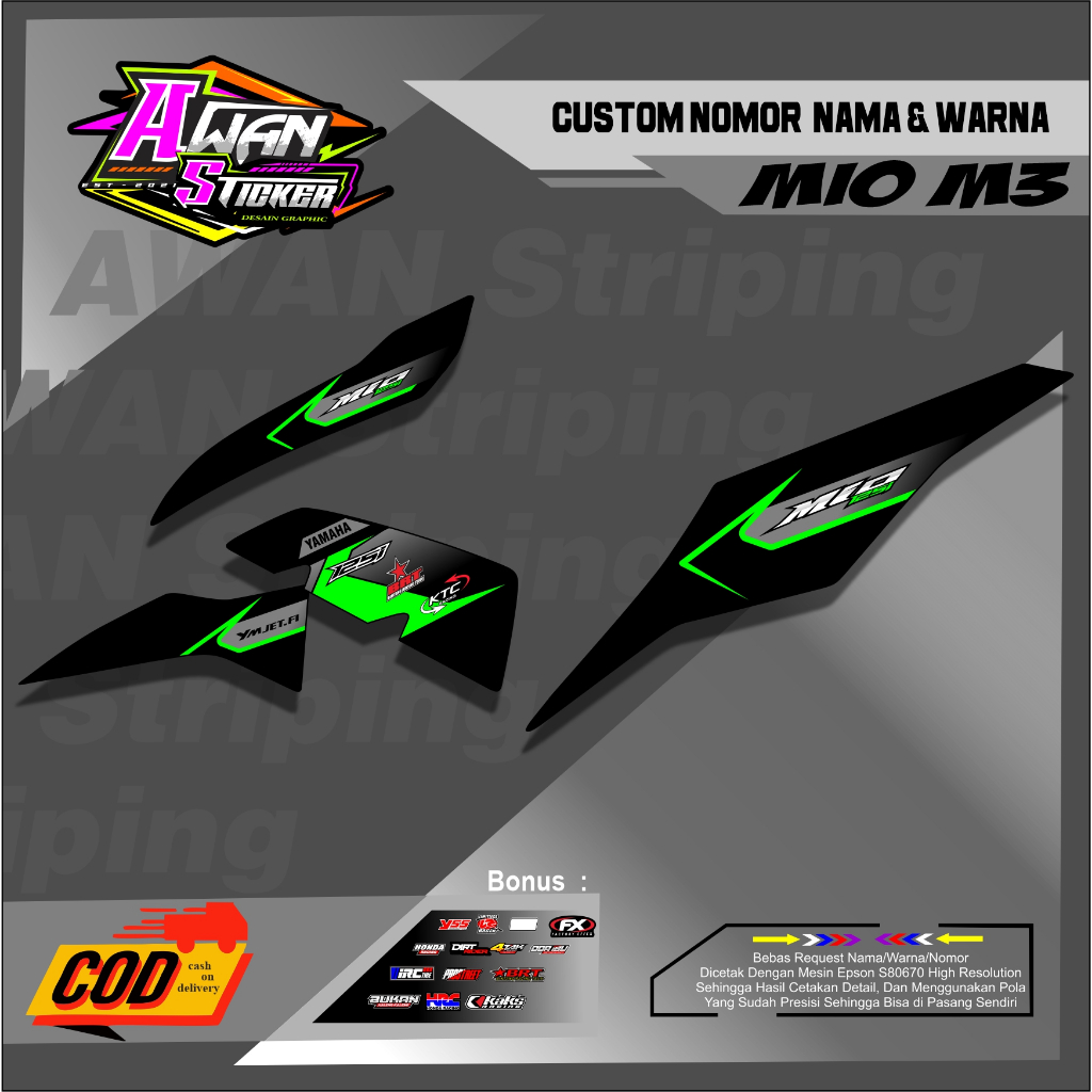 Stiker Striping Mio M3 Terbaru - Sticker Aksesoris Body Motor Keren MIO 125 Mio M3