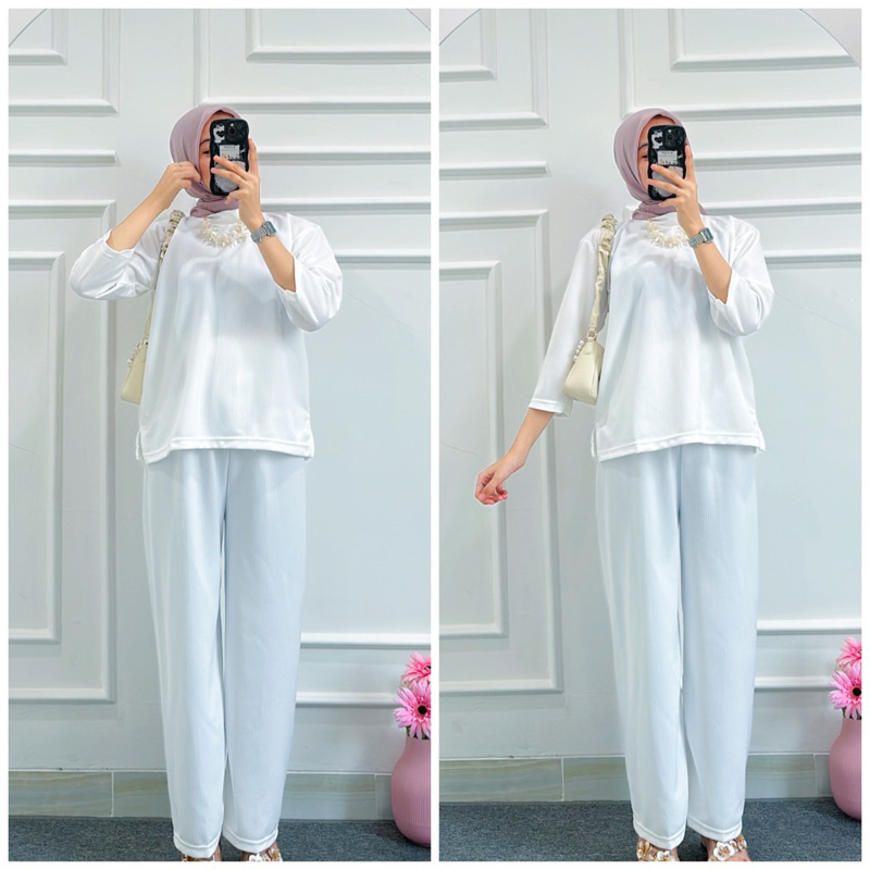 KIELO - ZOORA APRIL KNIT / OOTD WANITA MUSLIM HIJAB / SETELAN ELEGAN TERMURAH / ONE SET POLOS BAHAN 