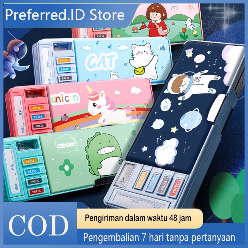 

ART F92G Tempat Pensil Multifungsi Motif Untuk Anak Kotak Pensil Pola Kartun Lapisan Ganda dan Tunggal dengan Rautan Kapasitas
