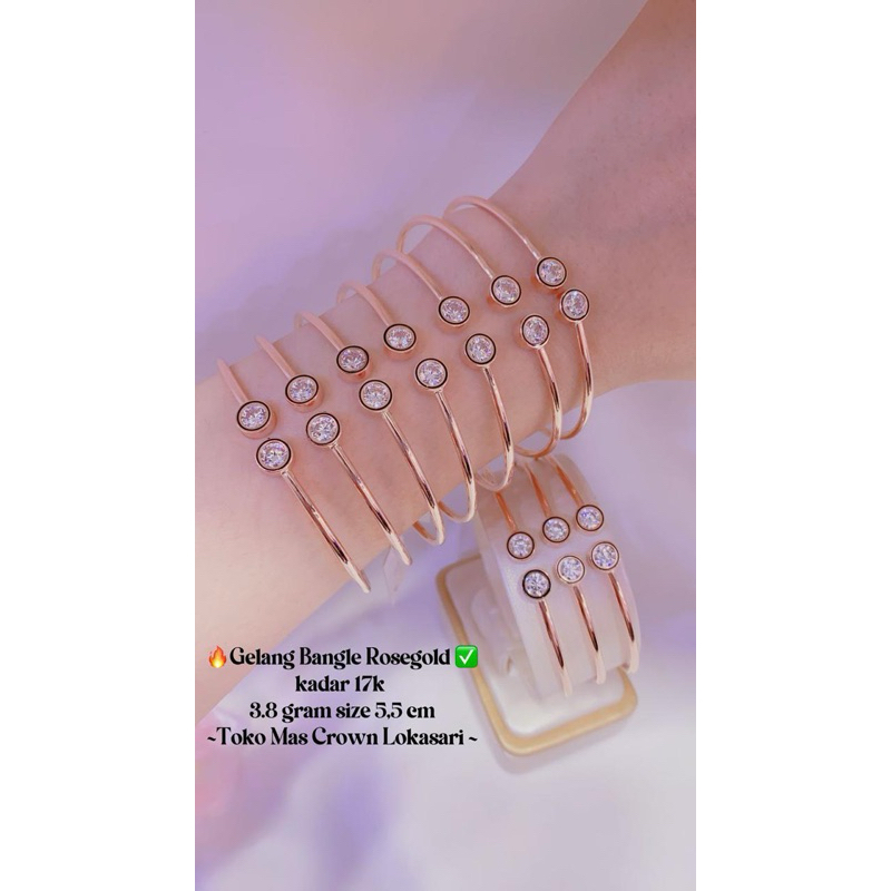 GELANG TANGAN BANGLE WANITA EMAS ASLI 17k