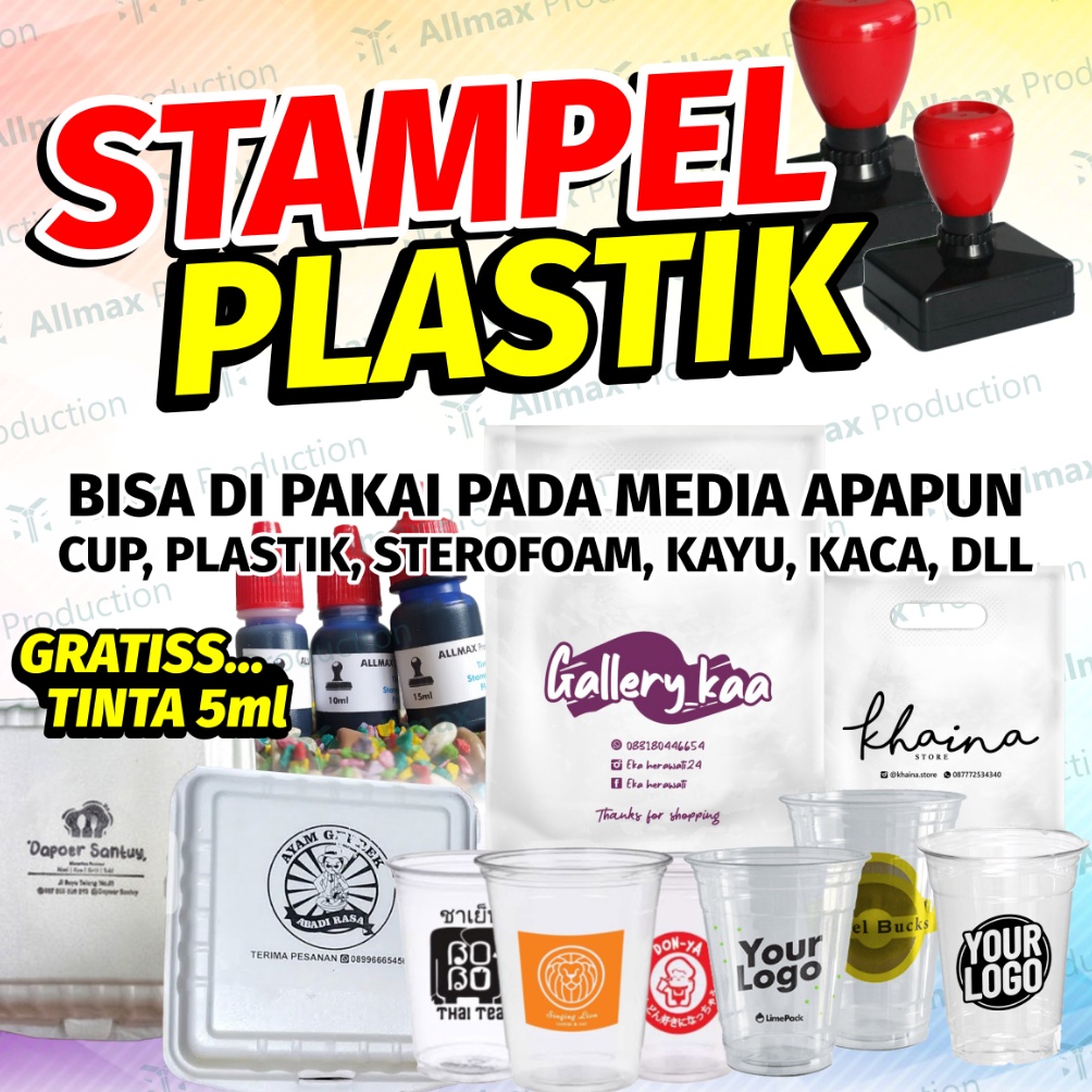 

ART V45F Stempel Plastik Tanpa Pre Order Stampel Pelastik Cup Sterofoam Tinta Permanen Waterproof Tidak Luntur