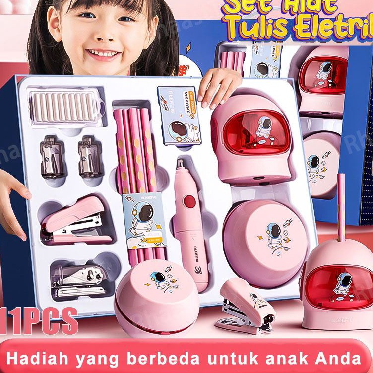 

ART S82T Electric Stationery Set Rautan Elektrik Set Alat Tulis Elektrik Et Alat Tulis Elektronik Rautan Penghapus Vacuum Pencil 11 In 1 Rautan Pensil Elektrik