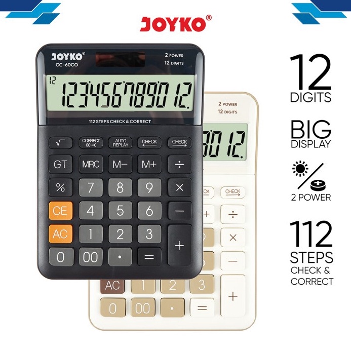 

ART G64Y Calculator Kalkulator Joyko CC6CO 12 Digits Check Correct