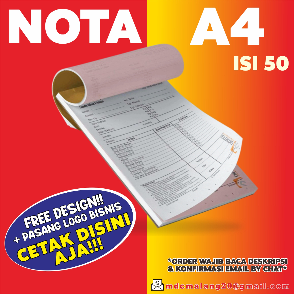

NOTA 1 WARNA A4 FOLIO ISI 100 LEMBAR - CUSTOM DESAIN LOGO CUSTOMER 3PLAY