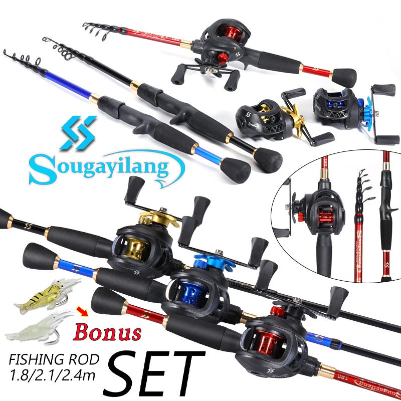 Sougayilang Alat Pancing Teleskopik Pancing Serat Karbon Pemintalan & Pengecoran Pancing Untuk Bass 