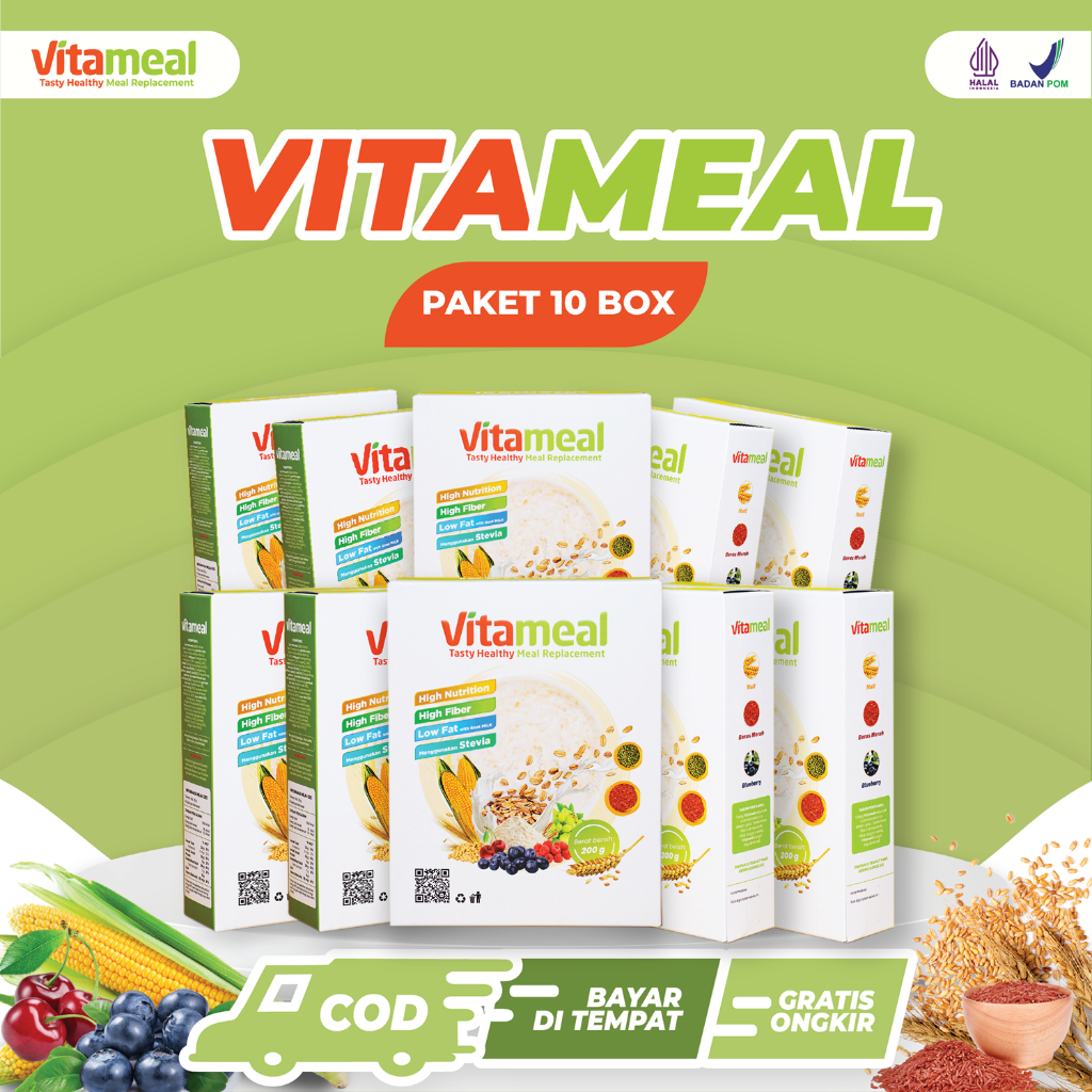 

VITAMEAL Paket 10 Box - Sereal Diabetes Multigrain Ampuh Menurunkan Gula Darah Tinggi Mencegah Diabetes Kolesterol Herbal Alami Tanpa Efek Samping