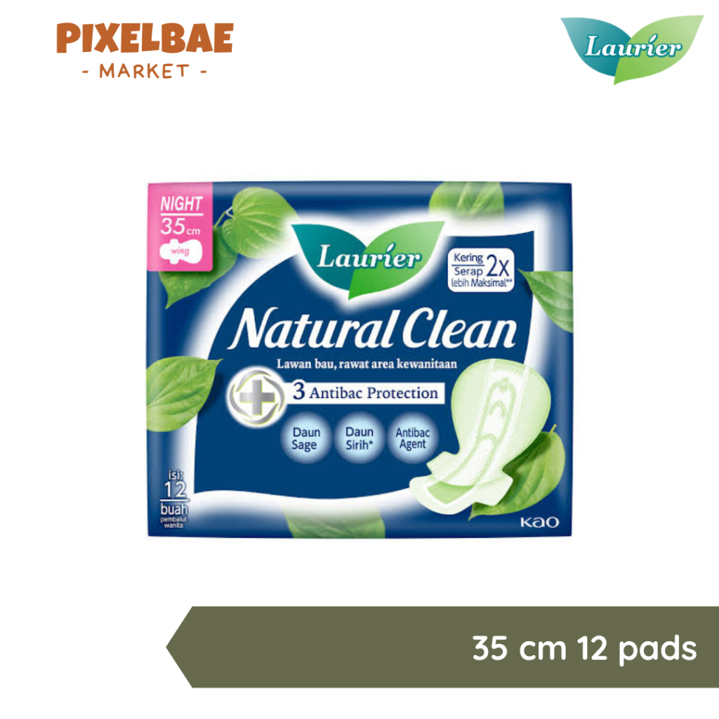 PEMBALUT LAURIER NATURAL CLEAN 35 CM 12 PADS