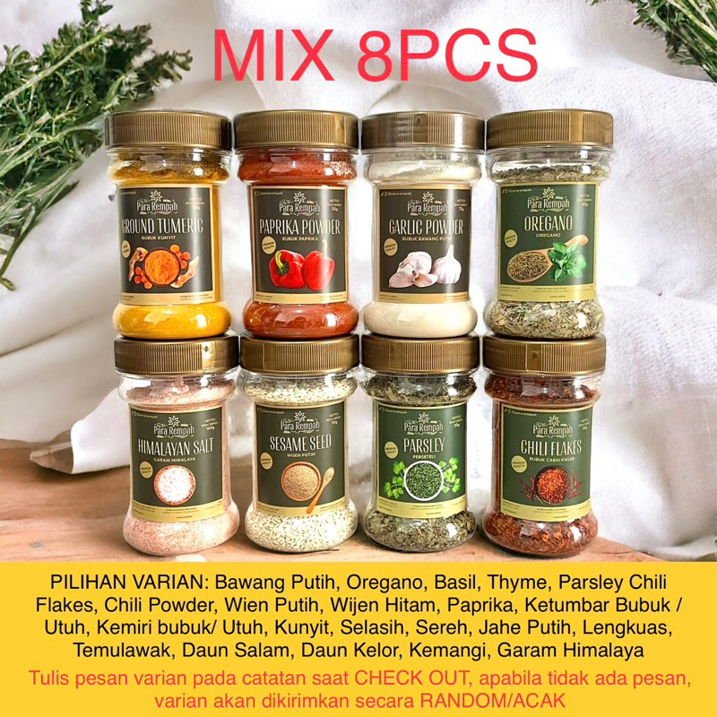 

Paket HEMAT isi 8 / Rempah Bumbu Dapur premium / paket hemat bebas pilih 8pcs / request mix by pesan optional