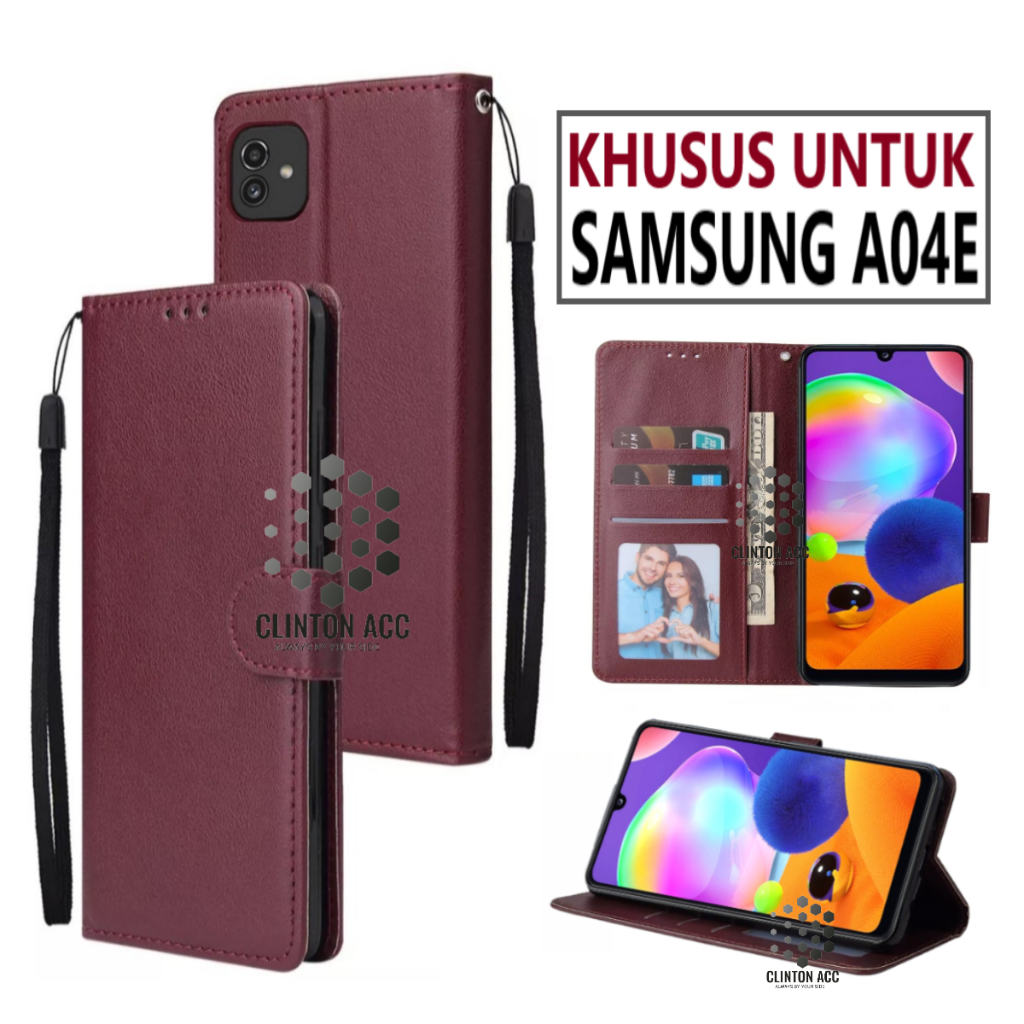 CASE HP SAMSUNG A04E FLIP WALLET LEATHER DOMPET KULIT SOFTCASE PREMIUM FLIP COVER SARUNG BUKA TUTUP 