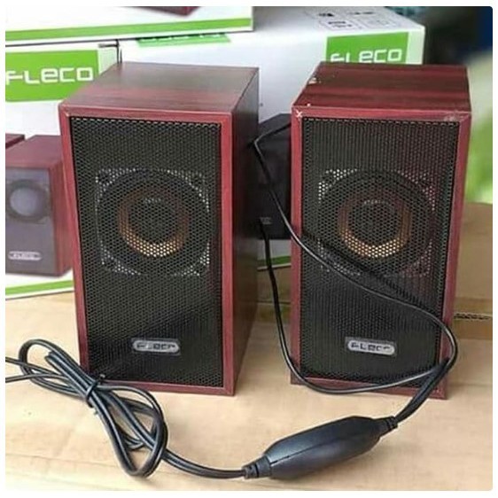 Speaker  Fleco F-016  Mini Sound Speaker Komputer Kayu Komputer