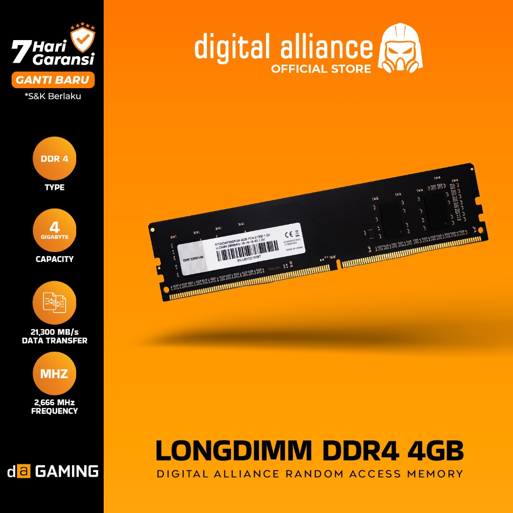 RAM DA 4GB / 8GB DDR4 2666MHz PC4-21300 MEMORY PC KOMPUTER GAMING LONGDIMM LIFETIME WARRANTY DRIVE