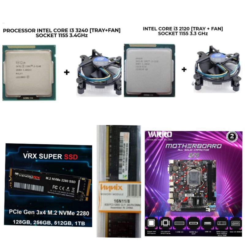 Paket Rakitan PC Intel Core i3 3240 Gen 3 LGA 1155 H61 NVME