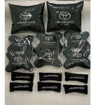 paket pullset bantal mobil Avanza Veloz sandaran kepala punggung jok mobil alas jok