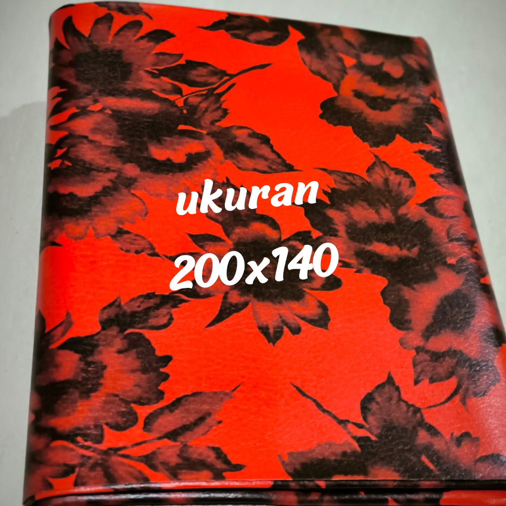 Perlak meteran serbaguna motif kembang merah /perlak/taplak