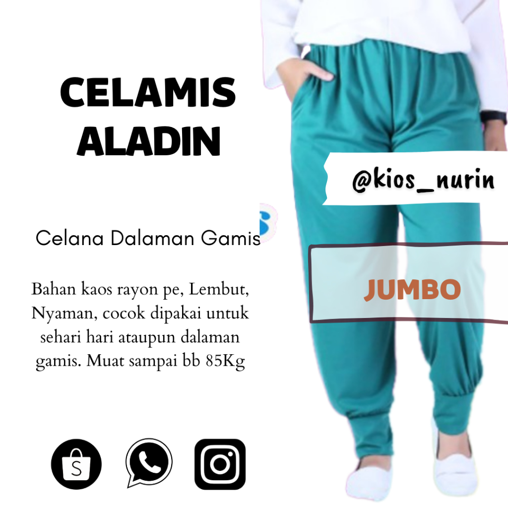 CELANA ALADIN JUMBO XL | Celana Wanita | Celana Kaos Rayon Adem Nyaman | Celana Dalaman Gamis | Cela
