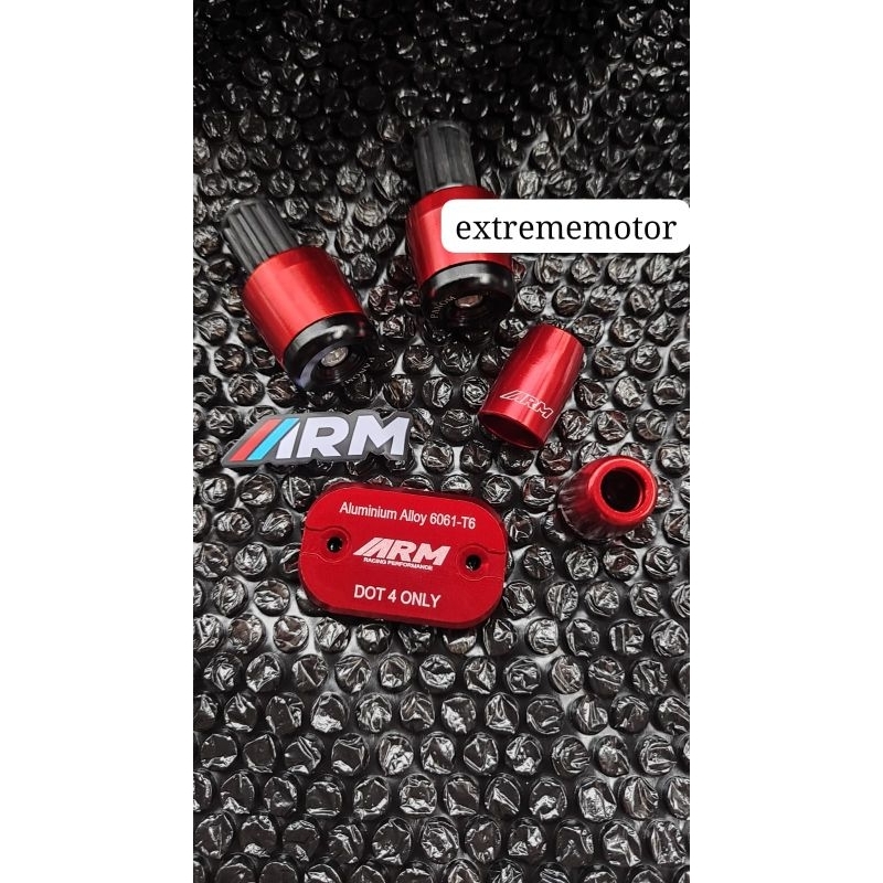 paket lengkap merah tutup cover minyak rem cnc arm plus jalu stang cnc plus tutup monel spion cnc ar
