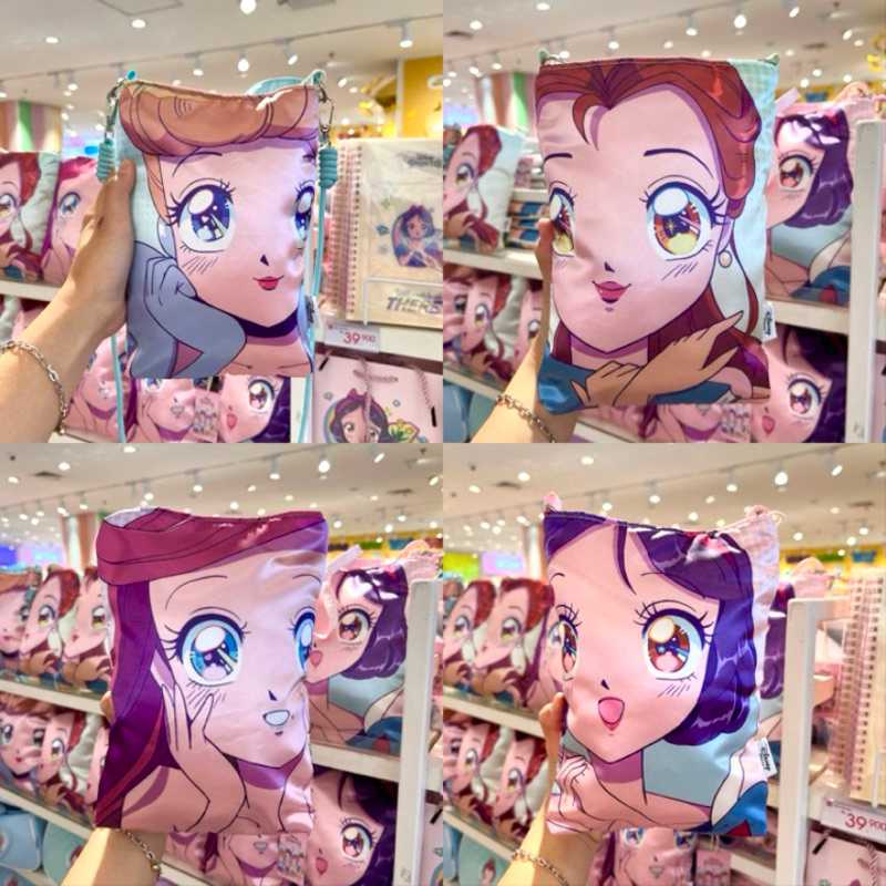 Miniso x Disney Princess Tas Slingbag Satin Princess / Tas Selempang Cinderella Ariel Snow White Bel