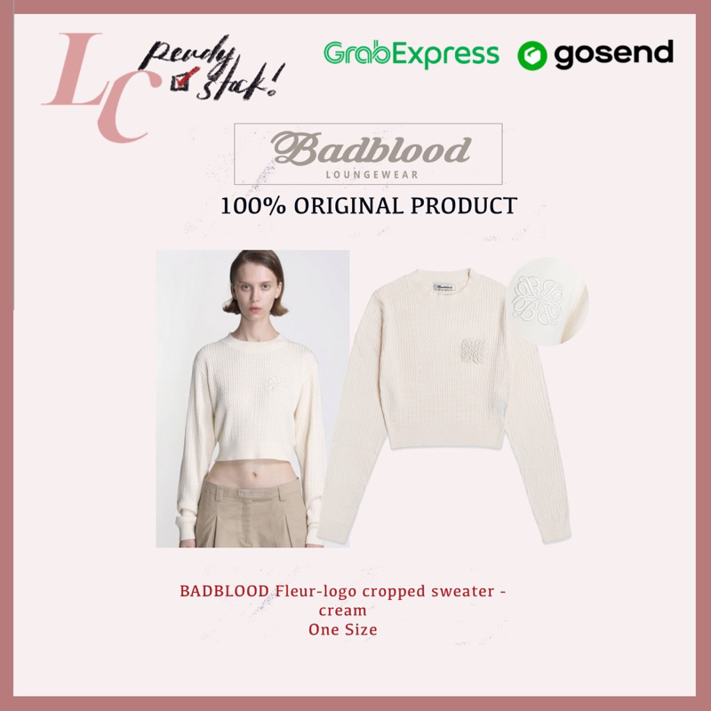 BADBLOOD Fleur-logo cropped sweater cream