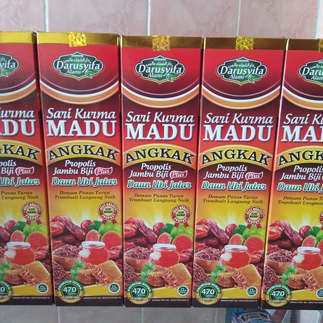 

madu angkak propolis jambu biji sari kurma / madu angkak sari kurma / madu angkak trombosit / Madu Darusyifa Sari Kurma Angkak Jambu Biji Propolis Daun Umbi Jalar Untuk Typus dan DBD DARUSYIFA ORIGINAL