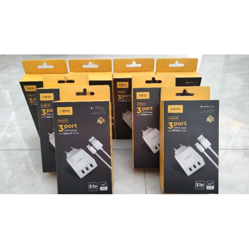 REXI CF31-M CF31-C  Charger 3 Port USB 3.1A Fast Charge
